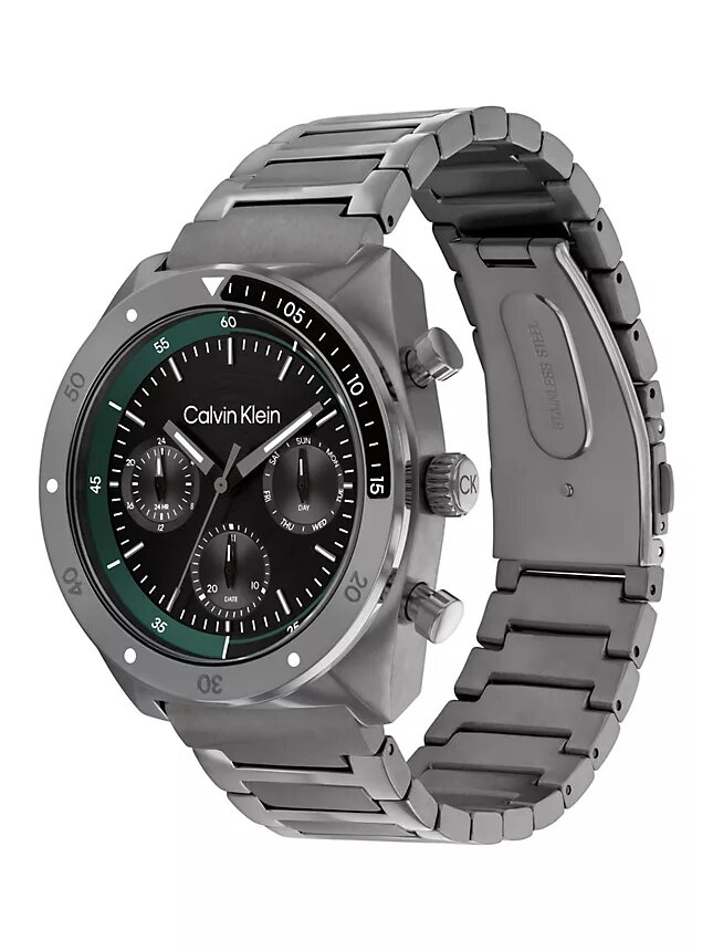Multifunktionale Armbanduhr mit Gliederarmband Multifunktionale Armbanduhr mit Gliederarmband