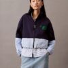 Nylon-Jacke mit Reißverschluss und Farbblock-Design Nylon-Jacke mit Reißverschluss und Farbblock-Design