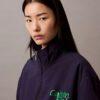 Nylon-Jacke mit Reißverschluss und Farbblock-Design Nylon-Jacke mit Reißverschluss und Farbblock-Design
