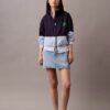 Nylon-Jacke mit Reißverschluss und Farbblock-Design Nylon-Jacke mit Reißverschluss und Farbblock-Design