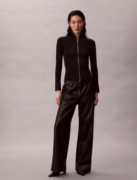Nylon-Rippjacke mit Reißverschluss