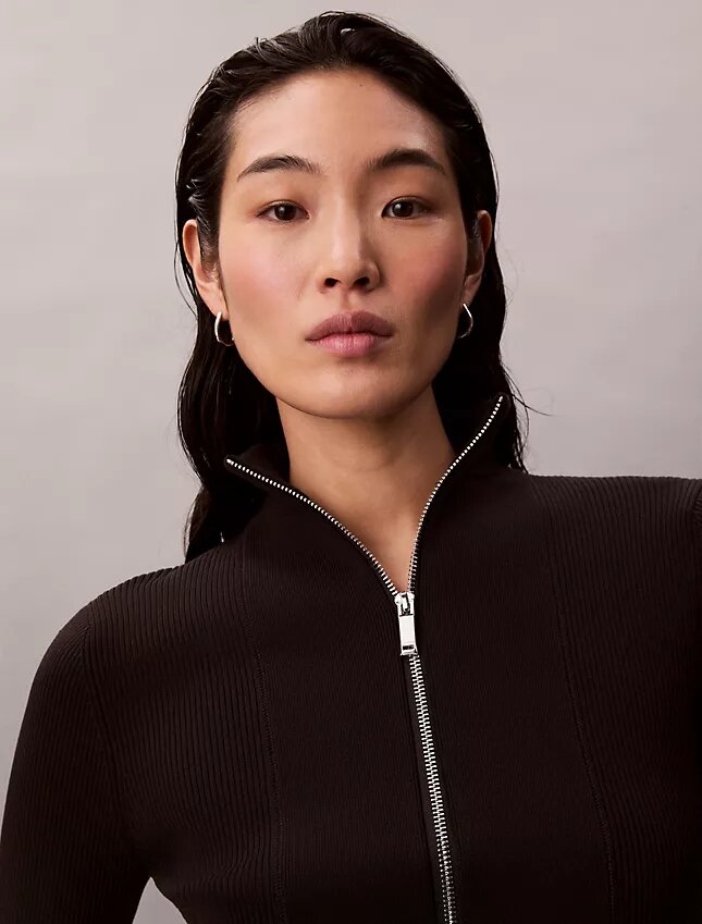 Nylon-Rippjacke mit Reißverschluss Nylon-Rippjacke mit Reißverschluss
