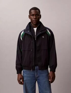 Nylon-Trainingsjacke mit Farbblöcken