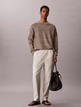 Plissierte Pull-On-Hose aus Leinenmischung