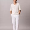 Plissierte Pull-On-Hose aus Leinenmischung