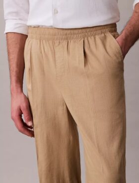 Plissierte Pull-On-Hose aus Leinenmischung
