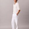 Plissierte Pull-On-Hose aus Leinenmischung