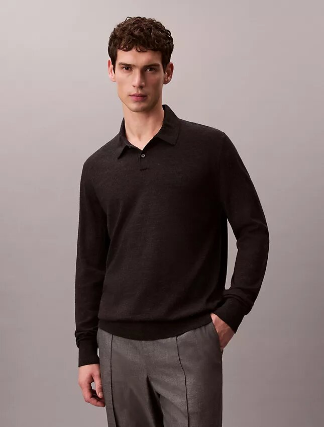 Polo-Pullover aus extrafeiner Merino-Mischung Polo-Pullover aus extrafeiner Merino-Mischung