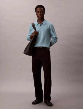 Polo-Pullover aus extrafeiner Merino-Mischung