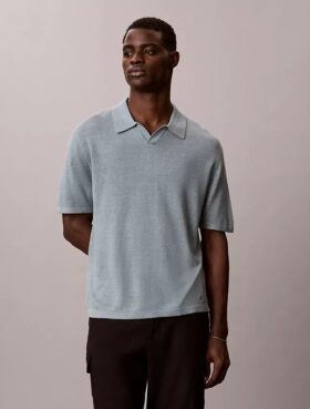 Polo-Pullover aus Leinenmischung