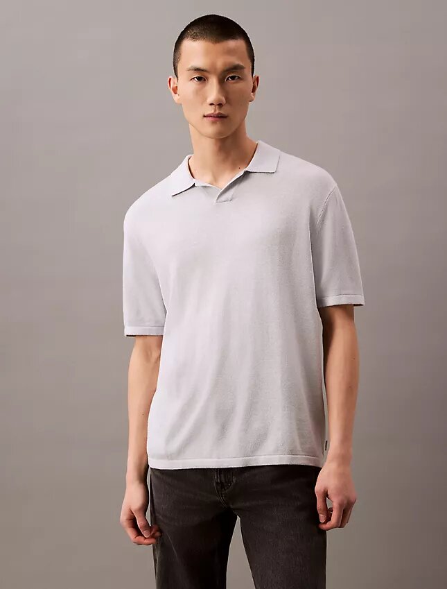 Polo-Pullover aus Leinenmischung Polo-Pullover aus Leinenmischung