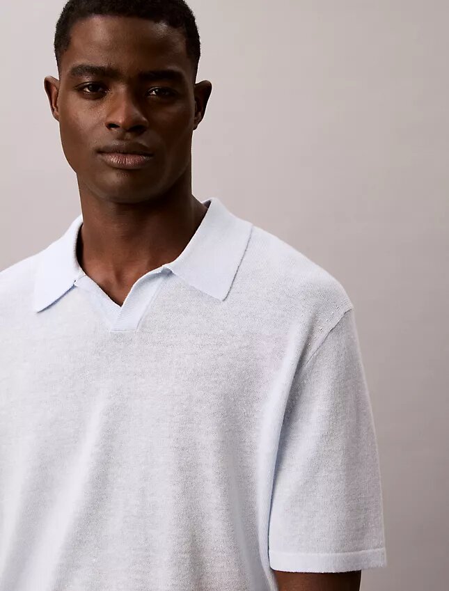 Polo-Pullover aus Leinenmischung Polo-Pullover aus Leinenmischung