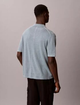 Polo-Pullover aus Leinenmischung