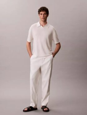 Polo-Pullover aus Leinenmischung