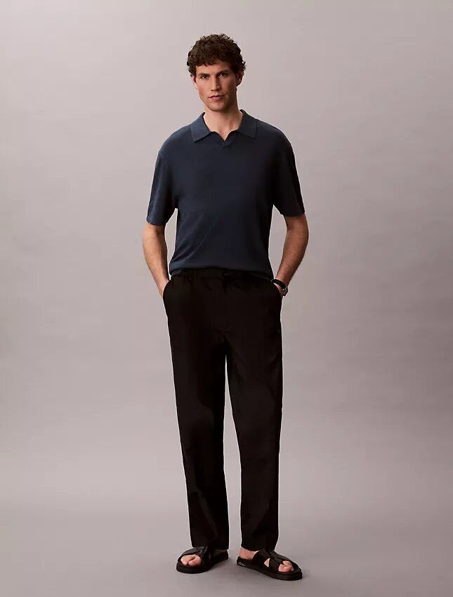 Polo-Pullover aus Leinenmischung Polo-Pullover aus Leinenmischung