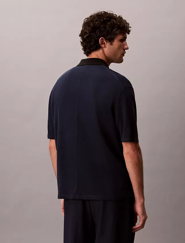 Polo-Pullover aus Leinenmischung Polo-Pullover aus Leinenmischung