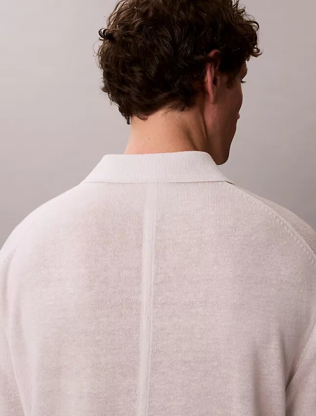 Polo-Pullover aus Leinenmischung Polo-Pullover aus Leinenmischung
