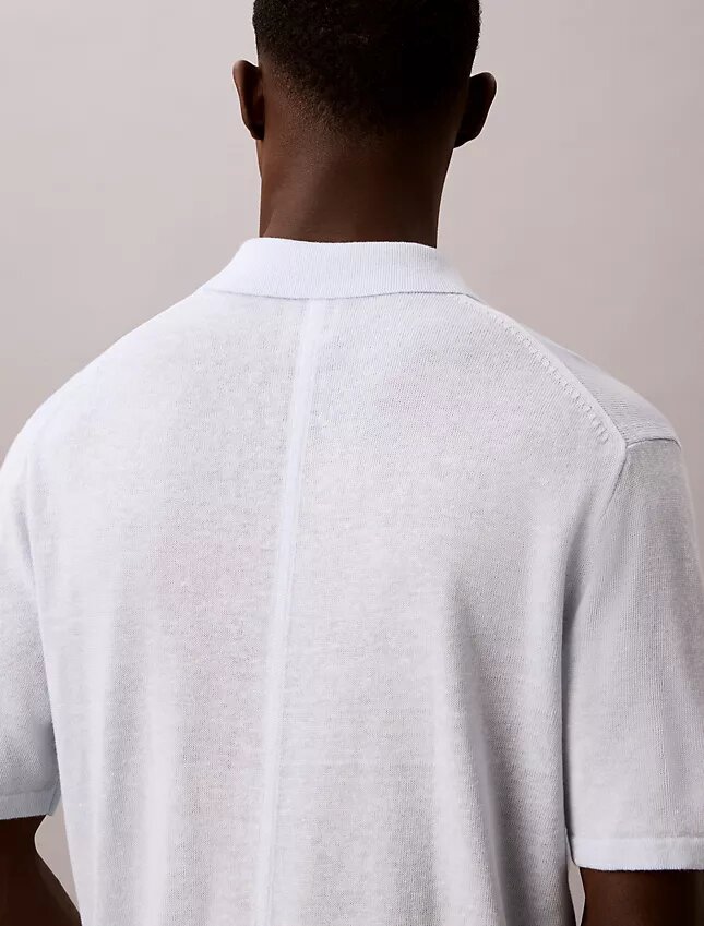 Polo-Pullover aus Leinenmischung Polo-Pullover aus Leinenmischung