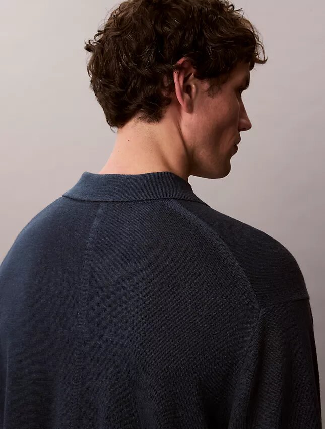Polo-Pullover aus Leinenmischung Polo-Pullover aus Leinenmischung