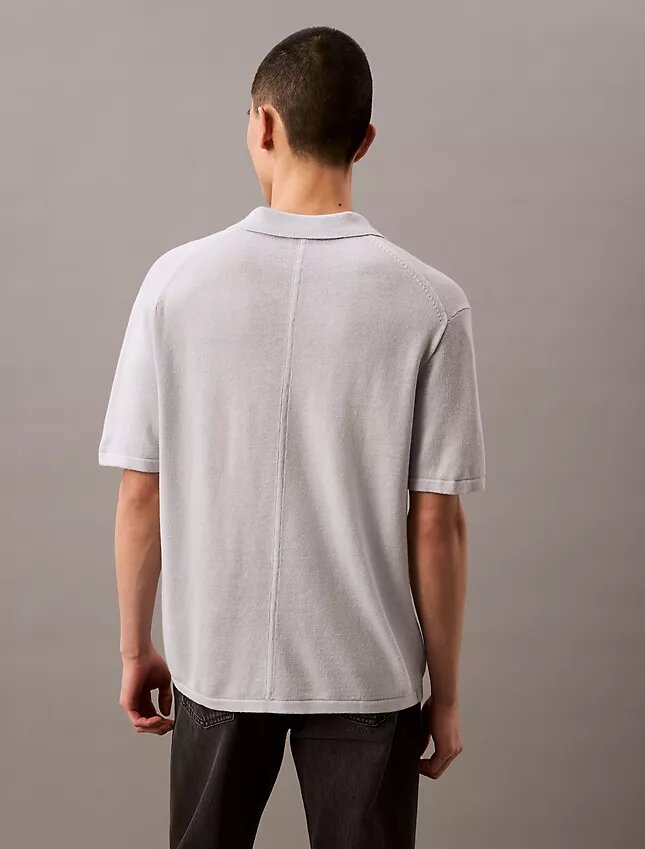 Polo-Pullover aus Leinenmischung Polo-Pullover aus Leinenmischung