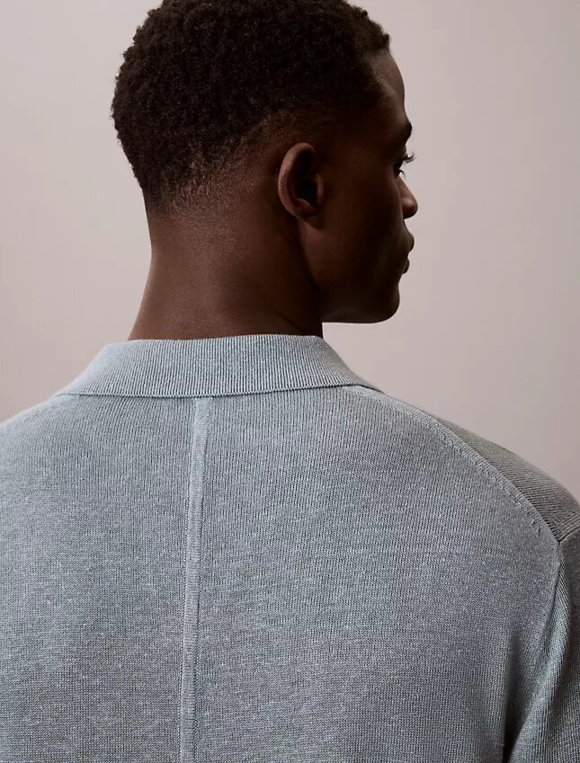 Polo-Pullover aus Leinenmischung Polo-Pullover aus Leinenmischung