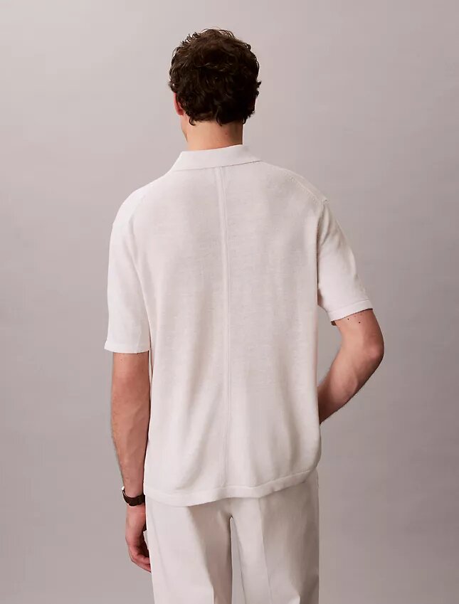 Polo-Pullover aus Leinenmischung Polo-Pullover aus Leinenmischung