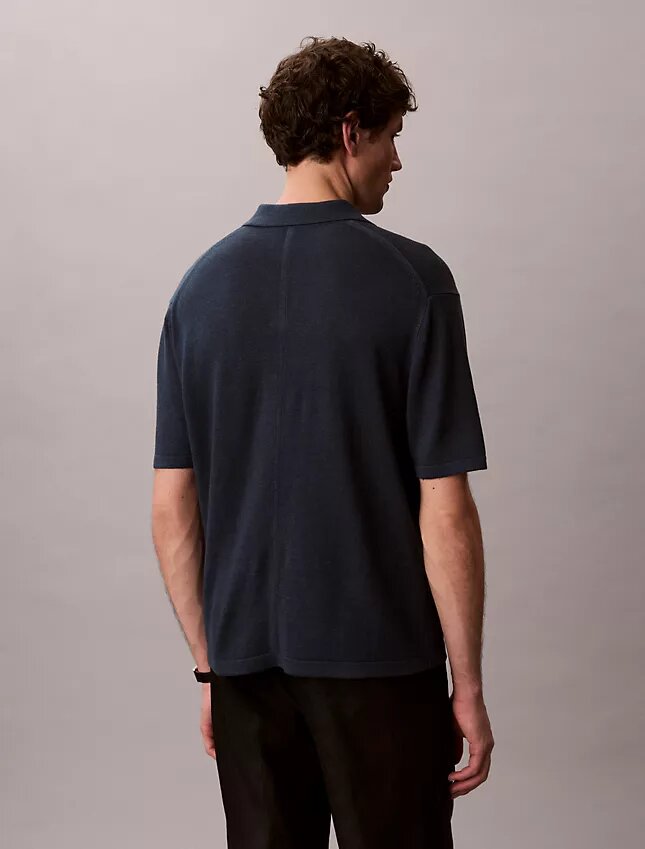 Polo-Pullover aus Leinenmischung Polo-Pullover aus Leinenmischung