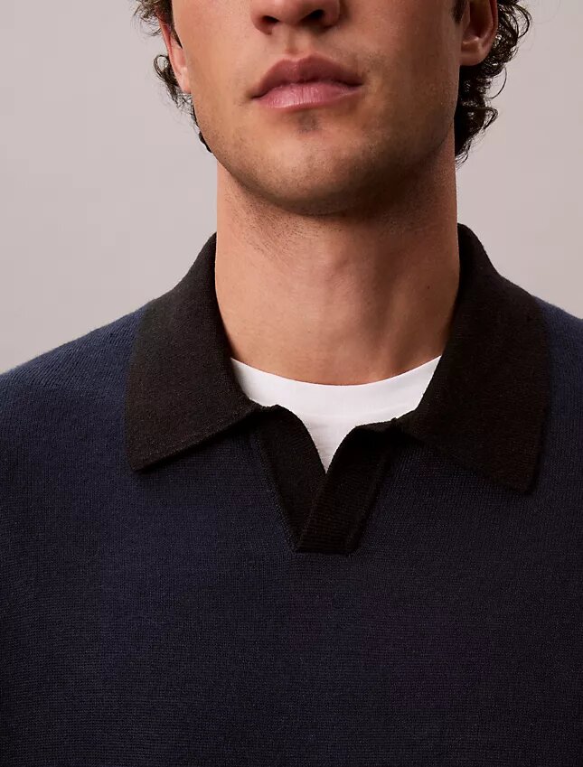 Polo-Pullover aus Leinenmischung Polo-Pullover aus Leinenmischung