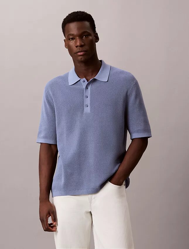 Polo-Pullover aus Waffelpiqué Polo-Pullover aus Waffelpiqué