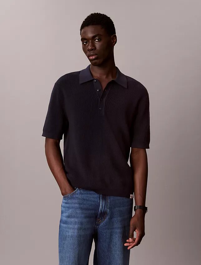 Polo-Pullover aus Waffelpiqué Polo-Pullover aus Waffelpiqué