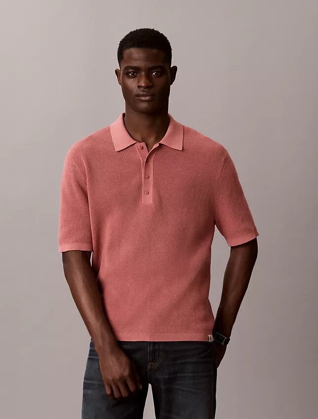 Polo-Pullover aus Waffelpiqué Polo-Pullover aus Waffelpiqué