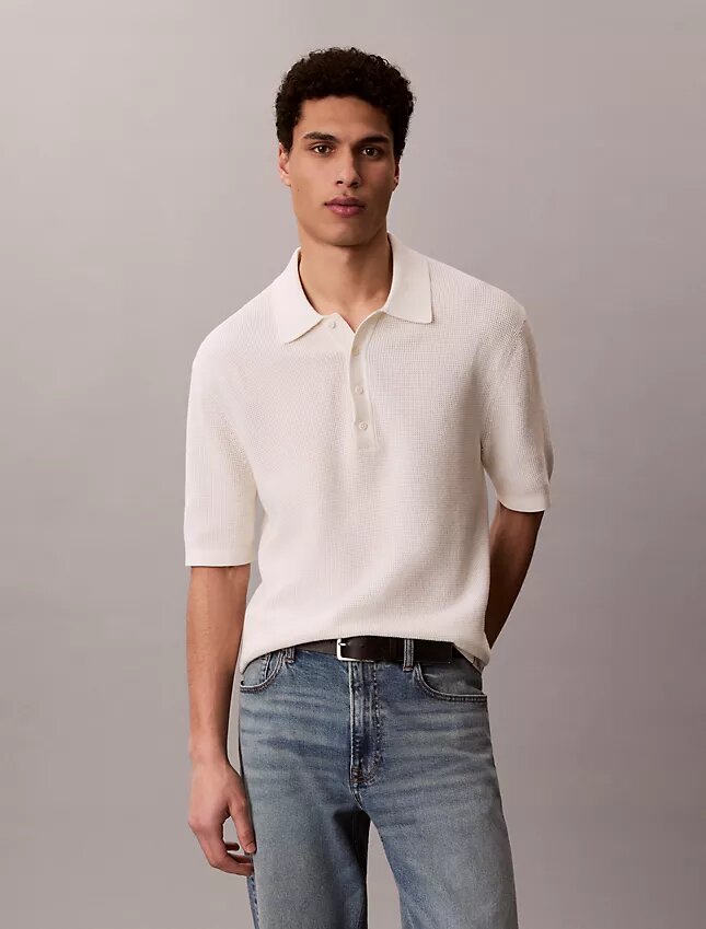 Polo-Pullover aus Waffelpiqué Polo-Pullover aus Waffelpiqué