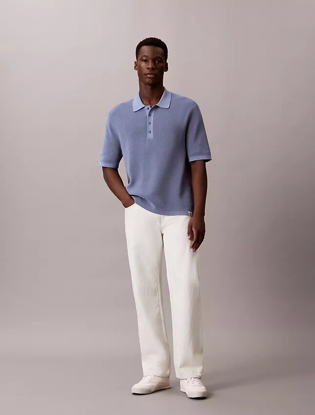 Polo-Pullover aus Waffelpiqué Polo-Pullover aus Waffelpiqué