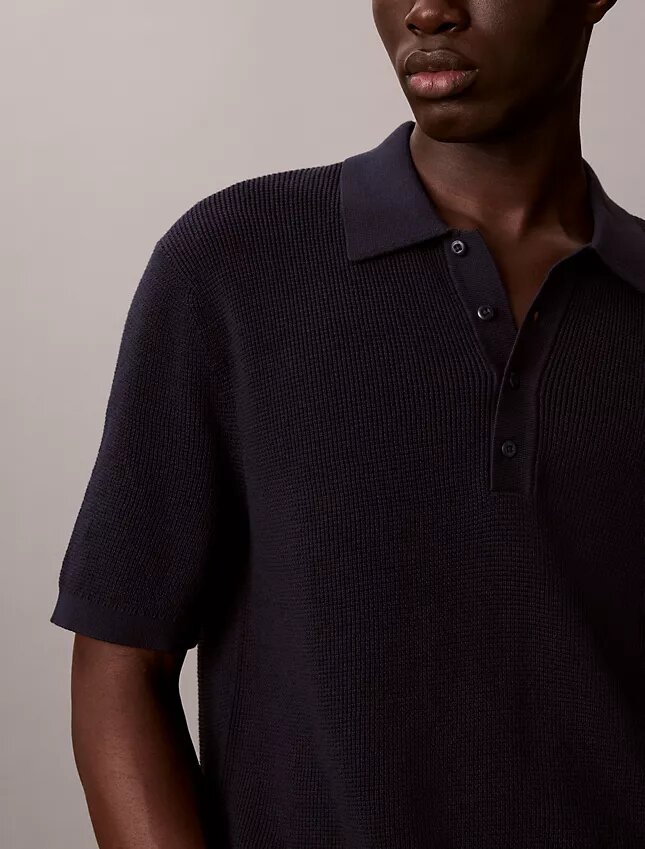 Polo-Pullover aus Waffelpiqué Polo-Pullover aus Waffelpiqué