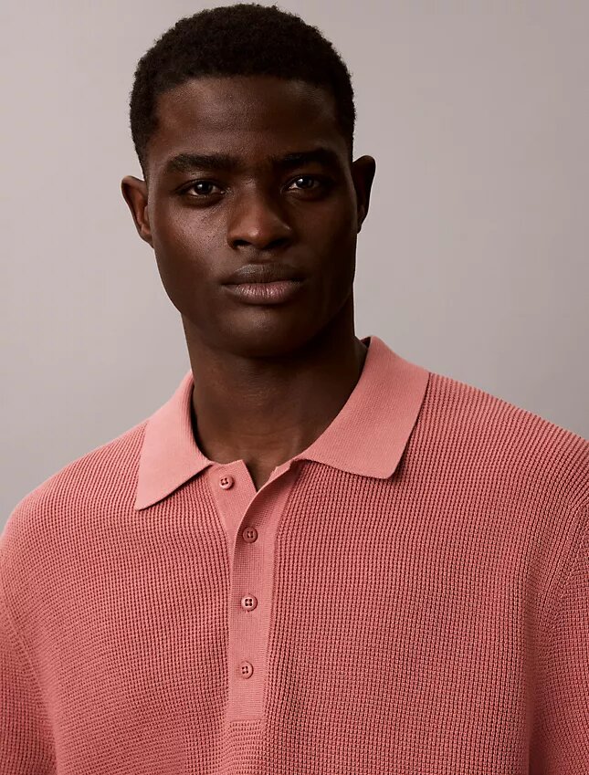 Polo-Pullover aus Waffelpiqué Polo-Pullover aus Waffelpiqué