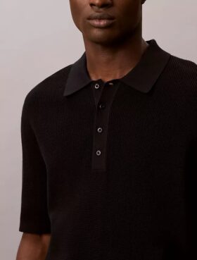Polo-Pullover aus Waffelpiqué