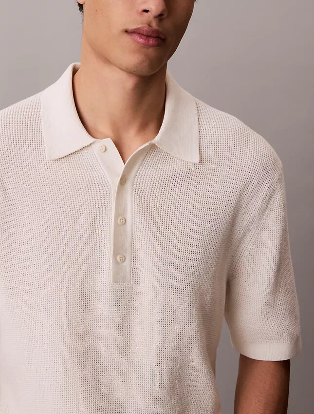 Polo-Pullover aus Waffelpiqué Polo-Pullover aus Waffelpiqué