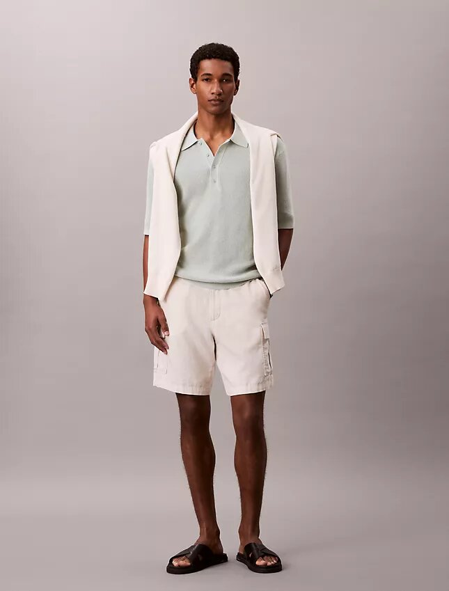 Polo-Pullover aus Waffelpiqué Polo-Pullover aus Waffelpiqué
