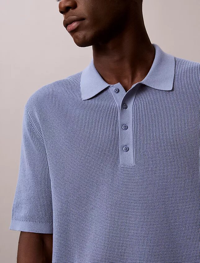 Polo-Pullover aus Waffelpiqué Polo-Pullover aus Waffelpiqué