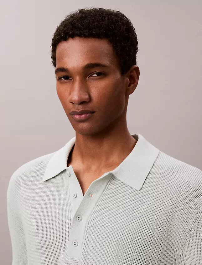 Polo-Pullover aus Waffelpiqué Polo-Pullover aus Waffelpiqué