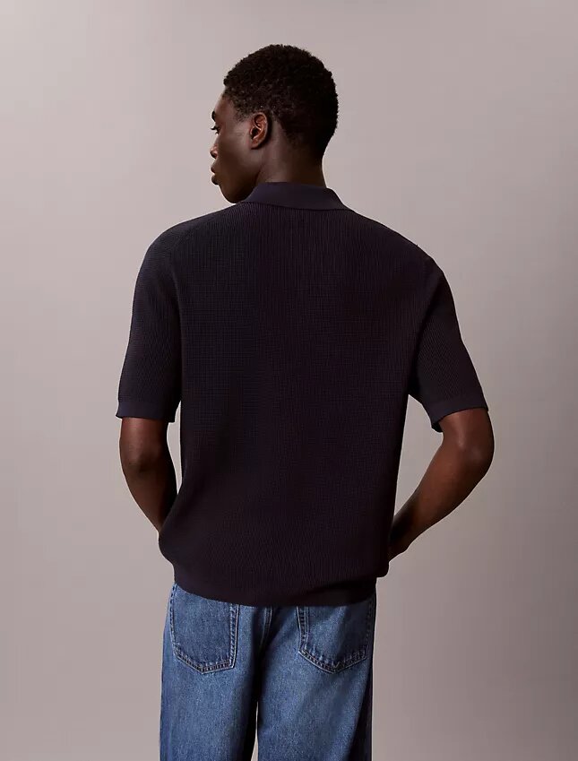 Polo-Pullover aus Waffelpiqué Polo-Pullover aus Waffelpiqué