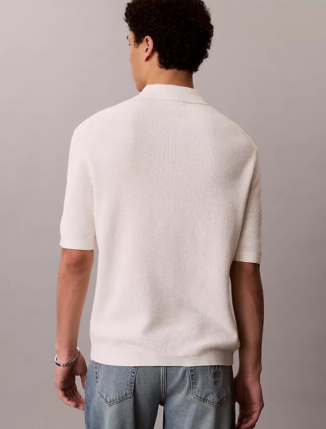 Polo-Pullover aus Waffelpiqué Polo-Pullover aus Waffelpiqué