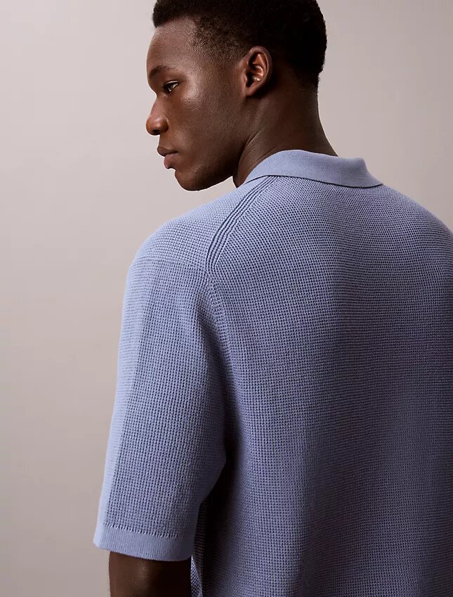 Polo-Pullover aus Waffelpiqué Polo-Pullover aus Waffelpiqué