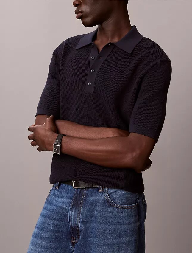 Polo-Pullover aus Waffelpiqué Polo-Pullover aus Waffelpiqué