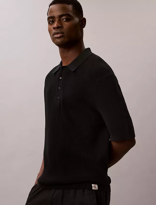 Polo-Pullover aus Waffelpiqué Polo-Pullover aus Waffelpiqué