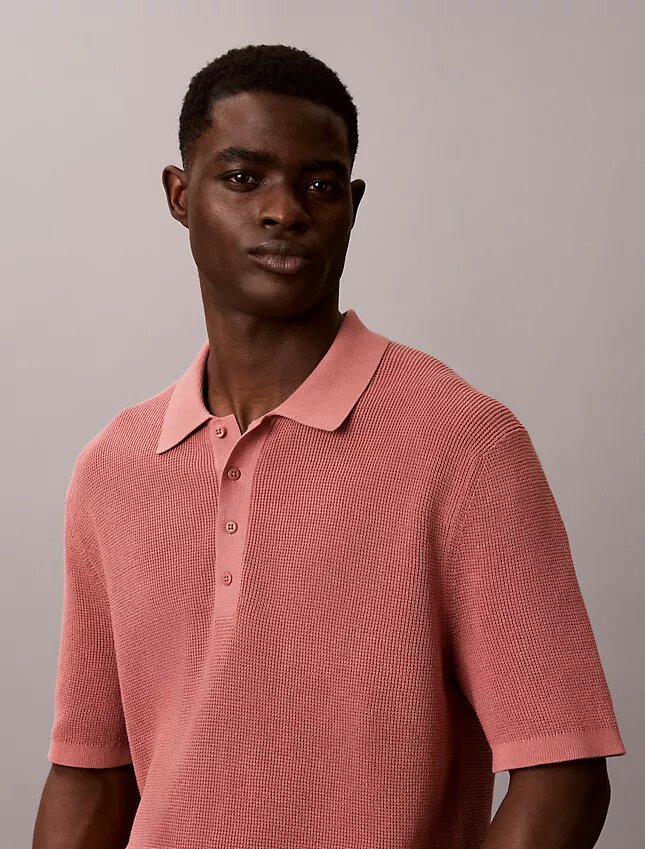 Polo-Pullover aus Waffelpiqué Polo-Pullover aus Waffelpiqué
