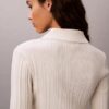 Polo-Strickjacke aus glatter Baumwollrippe Polo-Strickjacke aus glatter Baumwollrippe