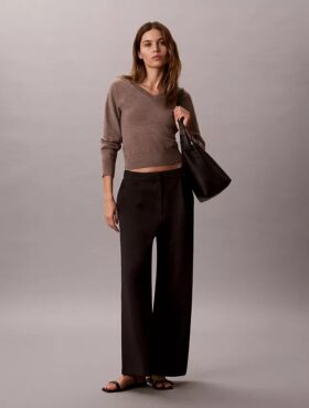 Ponte-Hose mit weitem Bein