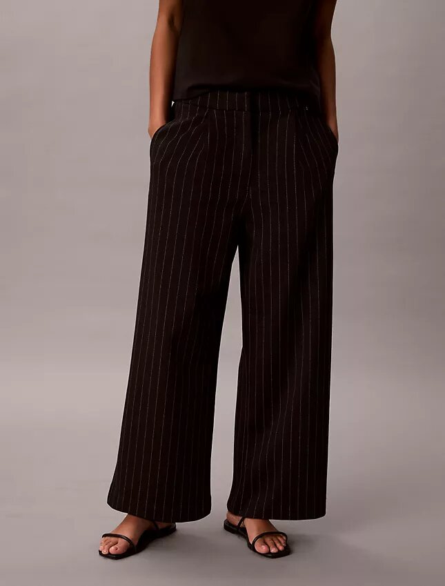 Ponte-Streifen-Hose mit weitem Bein Ponte-Streifen-Hose mit weitem Bein