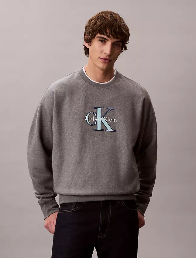 Premium-Frottee-Sweatshirt „Monologo“ in lockerer Passform Premium-Frottee-Sweatshirt „Monologo“ in lockerer Passform